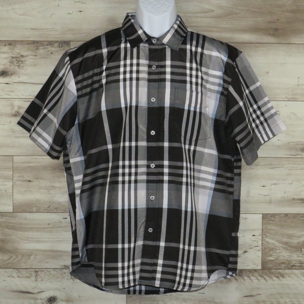 True Rock* Men's Short Sleeve Button Down Curved Hem Chest Pocket Shirt~Size Xxl